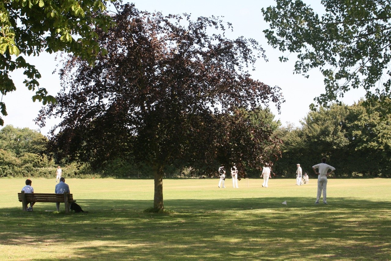 Watching a match on the village cricket pitch